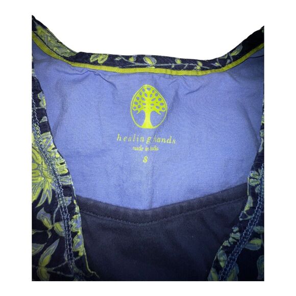 Healing Hands V Neck Cotton Scrub Top 2 Pocket Blue Green Women's S Nursing Vet - Picture 4 of 6